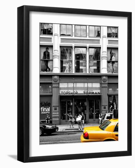 Urban Scene, Yellow Taxi, Topshop Store Front, Broadway, Soho, Manhattan, New York Colors-Philippe Hugonnard-Framed Photographic Print