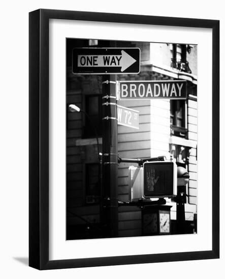 Urban Sign, Broadway, Manhattan, New York, United States, USA, Old Black and White Photography-Philippe Hugonnard-Framed Photographic Print