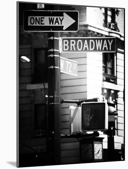 Urban Sign, Broadway, Manhattan, New York, United States, USA, Old Black and White Photography-Philippe Hugonnard-Mounted Photographic Print