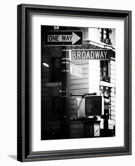 Urban Sign, Broadway, Manhattan, New York, United States, USA, Old Black and White Photography-Philippe Hugonnard-Framed Photographic Print