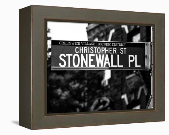 Urban Sign, Christopher Street and Stonewall Place, Greenwich Village District, Manhattan, New York-Philippe Hugonnard-Framed Premier Image Canvas