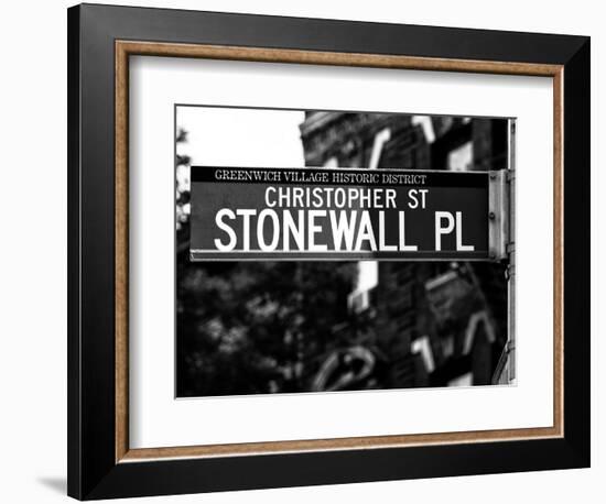 Urban Sign, Christopher Street and Stonewall Place, Greenwich Village District, Manhattan, New York-Philippe Hugonnard-Framed Photographic Print