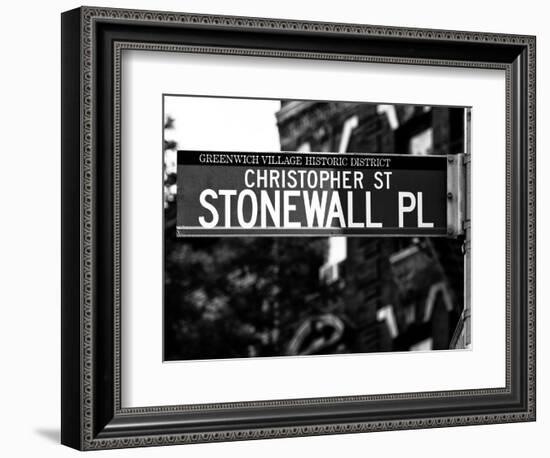 Urban Sign, Christopher Street and Stonewall Place, Greenwich Village District, Manhattan, New York-Philippe Hugonnard-Framed Photographic Print