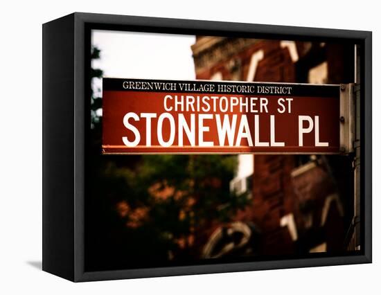 Urban Sign, Christopher Street and Stonewall Place, Greenwich Village District, Manhattan, New York-Philippe Hugonnard-Framed Premier Image Canvas