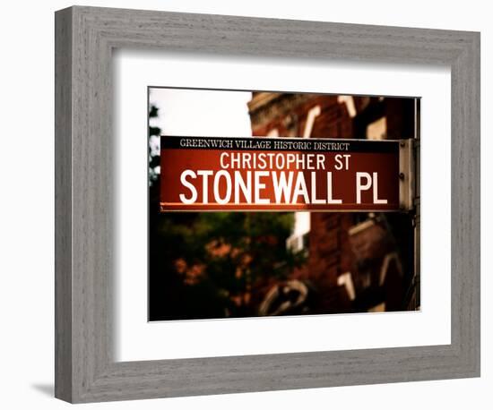 Urban Sign, Christopher Street and Stonewall Place, Greenwich Village District, Manhattan, New York-Philippe Hugonnard-Framed Photographic Print