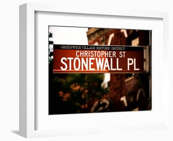 Urban Sign, Christopher Street and Stonewall Place, Greenwich Village District, Manhattan, New York-Philippe Hugonnard-Framed Photographic Print