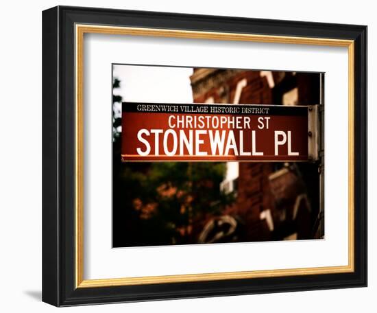 Urban Sign, Christopher Street and Stonewall Place, Greenwich Village District, Manhattan, New York-Philippe Hugonnard-Framed Photographic Print