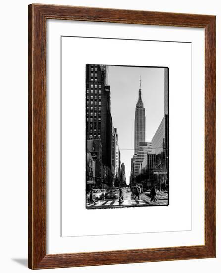 Urban Street Scene with the Empire State Building in Winter-Philippe Hugonnard-Framed Photographic Print