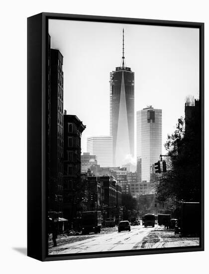 Urban Street Scene with the One World Trade Center (1WTC) in Winter-Philippe Hugonnard-Framed Premier Image Canvas