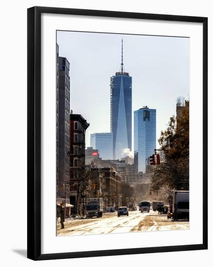 Urban Street Scene with the One World Trade Center (1WTC) in Winter-Philippe Hugonnard-Framed Photographic Print