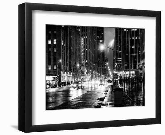 Urban Street View on Avenue of the Americas by Night-Philippe Hugonnard-Framed Art Print