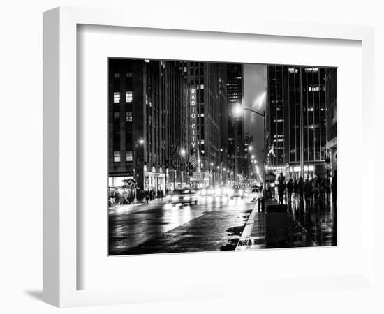 Urban Street View on Avenue of the Americas by Night-Philippe Hugonnard-Framed Art Print