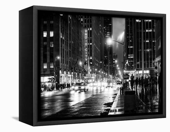 Urban Street View on Avenue of the Americas by Night-Philippe Hugonnard-Framed Stretched Canvas