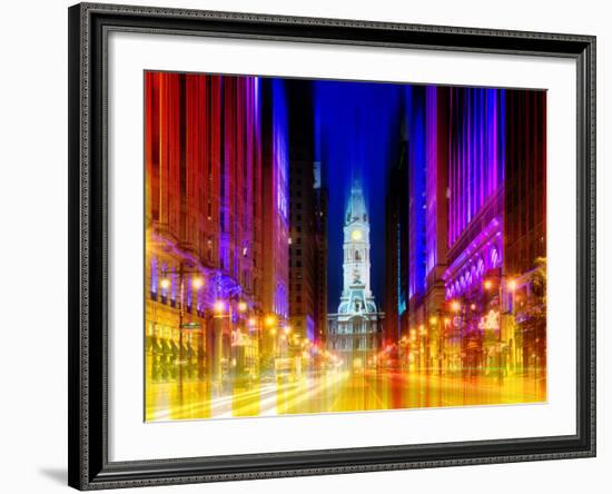 Urban Stretch Series - City Hall and Avenue of the Arts by Night - Philadelphia - Pennsylvania-Philippe Hugonnard-Framed Photographic Print