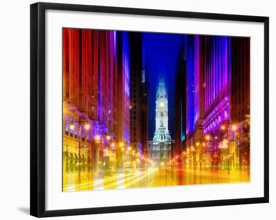 Urban Stretch Series - City Hall and Avenue of the Arts by Night - Philadelphia - Pennsylvania-Philippe Hugonnard-Framed Photographic Print