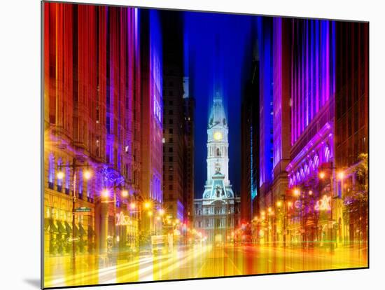 Urban Stretch Series - City Hall and Avenue of the Arts by Night - Philadelphia - Pennsylvania-Philippe Hugonnard-Mounted Photographic Print