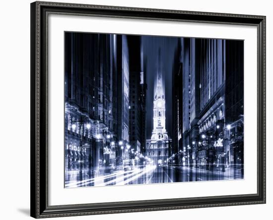 Urban Stretch Series - City Hall and Avenue of the Arts by Night - Philadelphia - Pennsylvania-Philippe Hugonnard-Framed Photographic Print