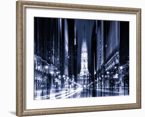 Urban Stretch Series - City Hall and Avenue of the Arts by Night - Philadelphia - Pennsylvania-Philippe Hugonnard-Framed Photographic Print