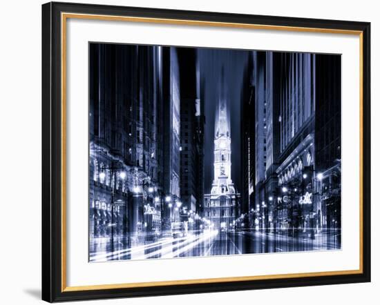 Urban Stretch Series - City Hall and Avenue of the Arts by Night - Philadelphia - Pennsylvania-Philippe Hugonnard-Framed Photographic Print