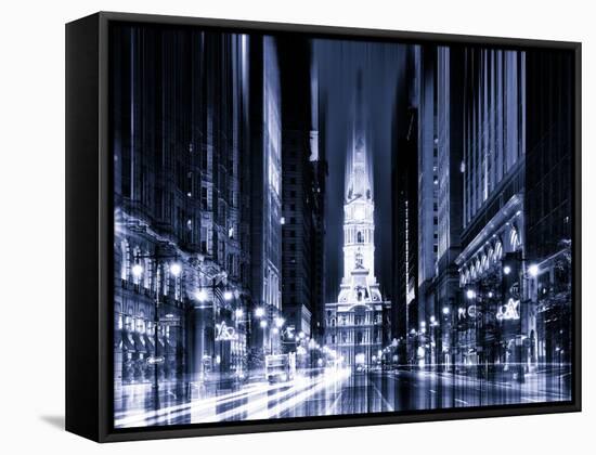 Urban Stretch Series - City Hall and Avenue of the Arts by Night - Philadelphia - Pennsylvania-Philippe Hugonnard-Framed Premier Image Canvas