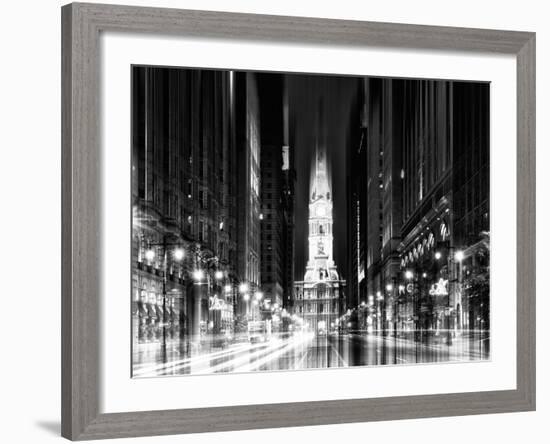 Urban Stretch Series - City Hall and Avenue of the Arts by Night - Philadelphia - Pennsylvania-Philippe Hugonnard-Framed Photographic Print