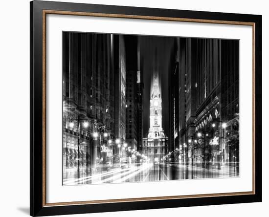 Urban Stretch Series - City Hall and Avenue of the Arts by Night - Philadelphia - Pennsylvania-Philippe Hugonnard-Framed Photographic Print