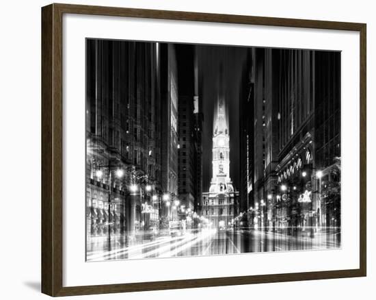 Urban Stretch Series - City Hall and Avenue of the Arts by Night - Philadelphia - Pennsylvania-Philippe Hugonnard-Framed Photographic Print