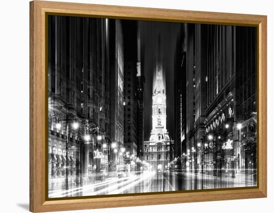Urban Stretch Series - City Hall and Avenue of the Arts by Night - Philadelphia - Pennsylvania-Philippe Hugonnard-Framed Premier Image Canvas