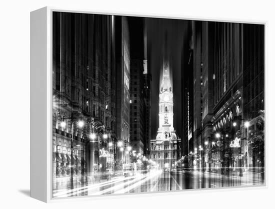 Urban Stretch Series - City Hall and Avenue of the Arts by Night - Philadelphia - Pennsylvania-Philippe Hugonnard-Framed Premier Image Canvas