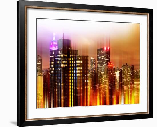 Urban Stretch Series - Landscape of Manhattan at Night - New York-Philippe Hugonnard-Framed Photographic Print