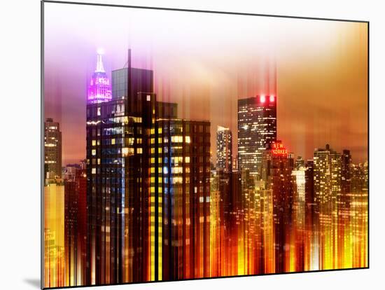 Urban Stretch Series - Landscape of Manhattan at Night - New York-Philippe Hugonnard-Mounted Photographic Print