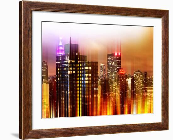 Urban Stretch Series - Landscape of Manhattan at Night - New York-Philippe Hugonnard-Framed Photographic Print