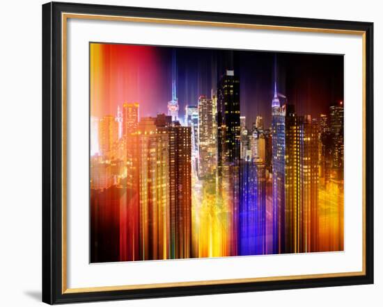 Urban Stretch Series - Manhattan and Times Square at Night - 42nd Street - New York-Philippe Hugonnard-Framed Photographic Print