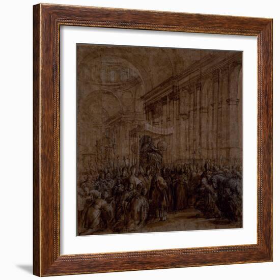 Urban VIII Carried Down the Nave of St. Peter's-Pietro Da Cortona-Framed Giclee Print