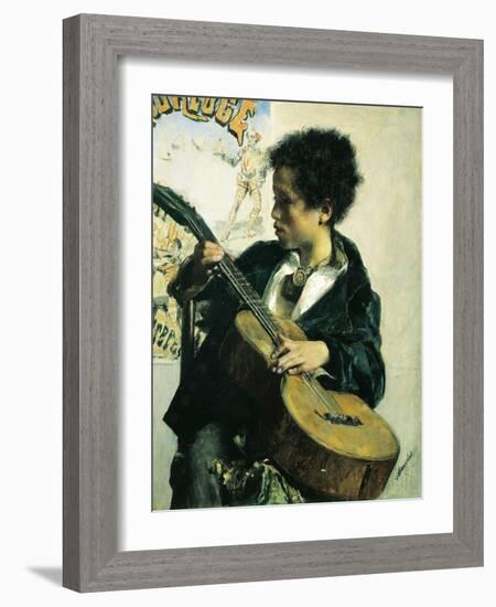 Urchin with a Guitar, 1877-Antonio Mancini-Framed Giclee Print