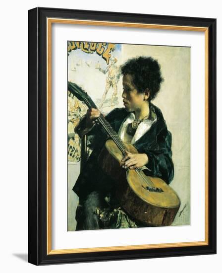 Urchin with a Guitar, 1877-Antonio Mancini-Framed Giclee Print