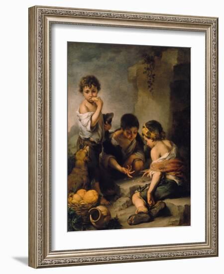 Urchins Playing Dice, about 1670/1675-Bartolomé Estéban Murillo-Framed Giclee Print