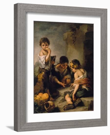 Urchins Playing Dice, about 1670/1675-Bartolomé Estéban Murillo-Framed Giclee Print