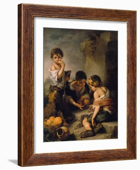 Urchins Playing Dice, about 1670/1675-Bartolomé Estéban Murillo-Framed Giclee Print