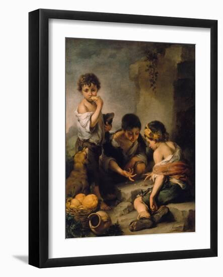 Urchins Playing Dice, about 1670/1675-Bartolomé Estéban Murillo-Framed Giclee Print