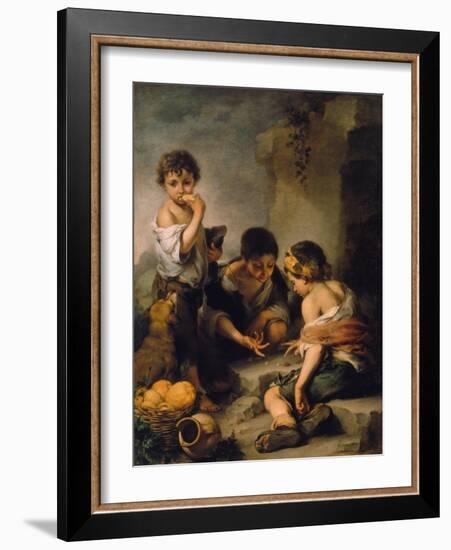 Urchins Playing Dice, about 1670/1675-Bartolomé Estéban Murillo-Framed Giclee Print