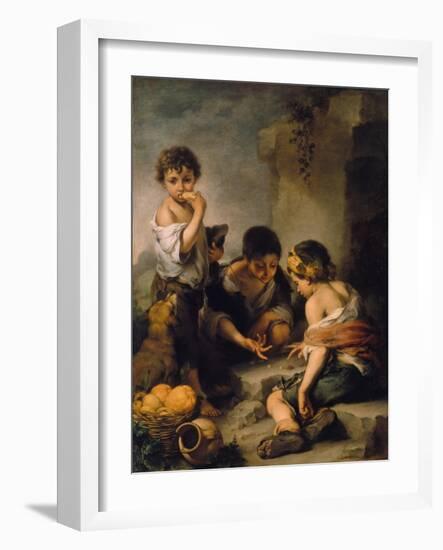 Urchins Playing Dice, about 1670/1675-Bartolomé Estéban Murillo-Framed Giclee Print