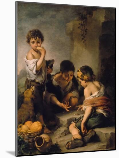 Urchins Playing Dice, about 1670/1675-Bartolomé Estéban Murillo-Mounted Giclee Print