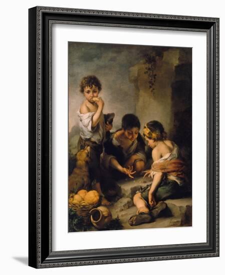 Urchins Playing Dice, about 1670/1675-Bartolomé Estéban Murillo-Framed Giclee Print