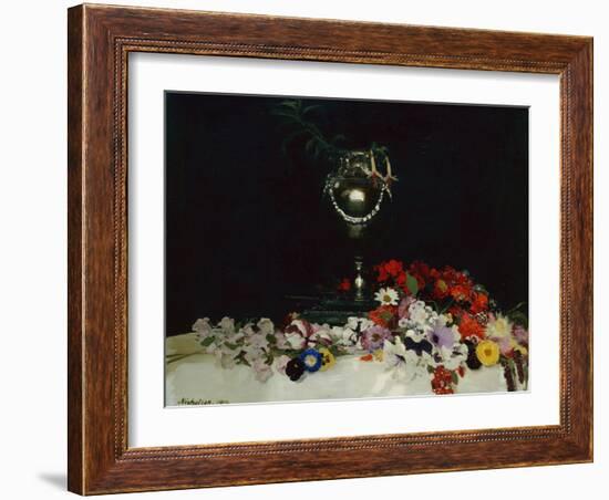 Urn and Flowers on a Table, 1914-William Nicholson-Framed Giclee Print