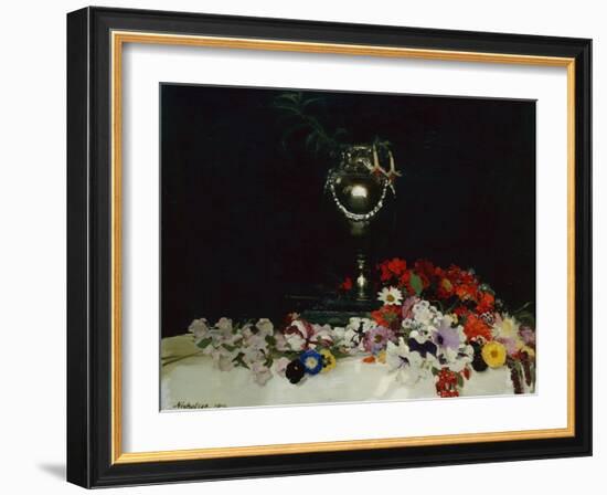 Urn and Flowers on a Table, 1914-William Nicholson-Framed Giclee Print