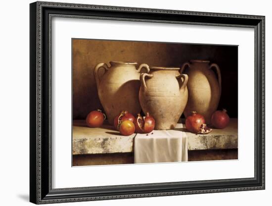 Urns with Persimmons and Pomegranates-Loran Speck-Framed Giclee Print