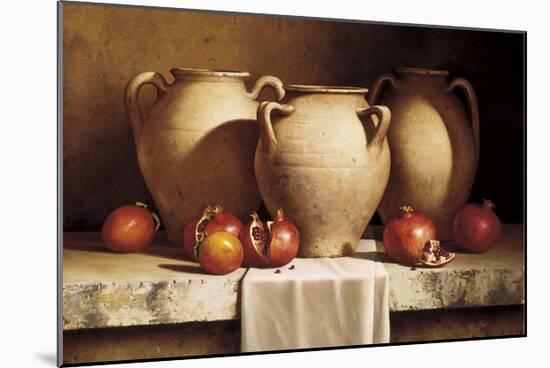 Urns with Persimmons and Pomegranates-Loran Speck-Mounted Giclee Print