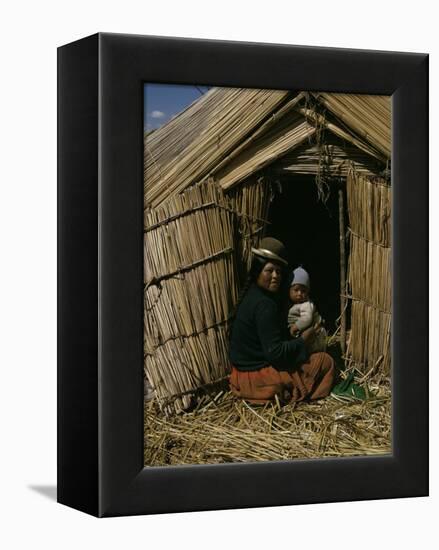 Uro Indian Woman and Baby, Lake Titicaca, Peru, South America-Sybil Sassoon-Framed Premier Image Canvas