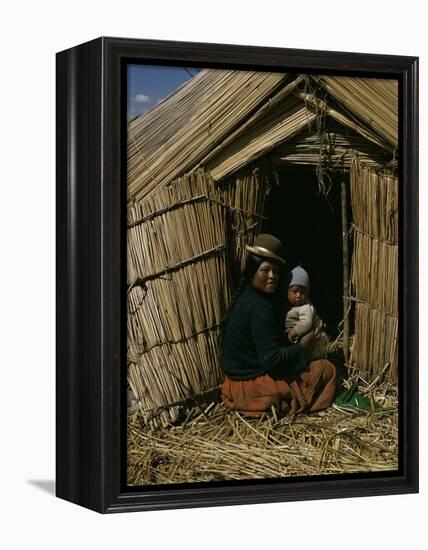Uro Indian Woman and Baby, Lake Titicaca, Peru, South America-Sybil Sassoon-Framed Premier Image Canvas